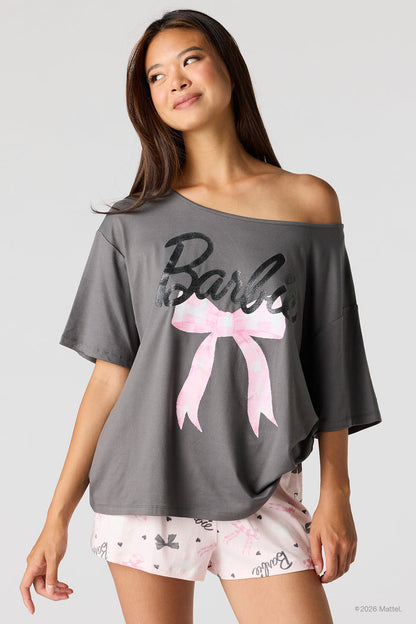 Barbie™ Off Shoulder Top & Short Pajama Set