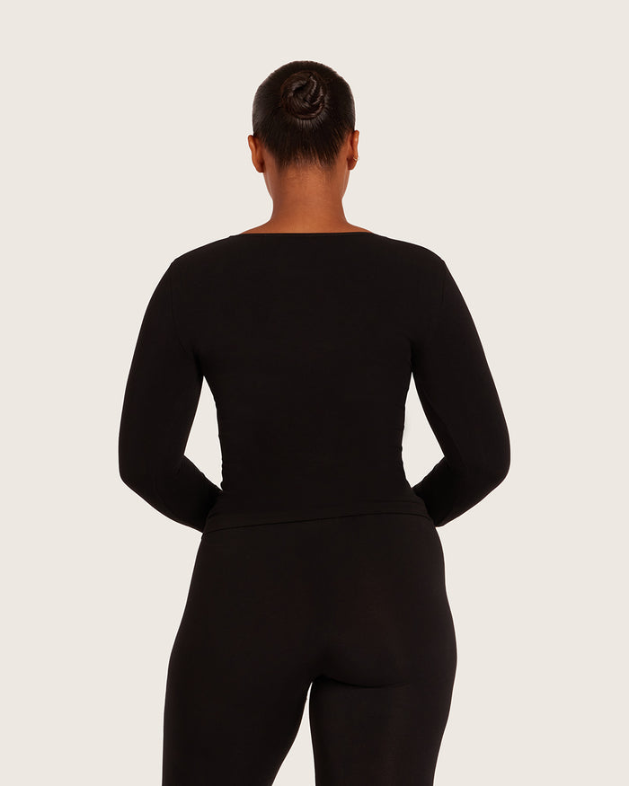 Base Layer 3/4 Sleeve Top - Black