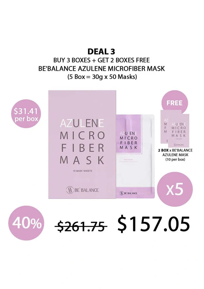 (BUY 3+2 FREE PURPLE) BE'BALANCE AZULENE MICROFIBER MASK