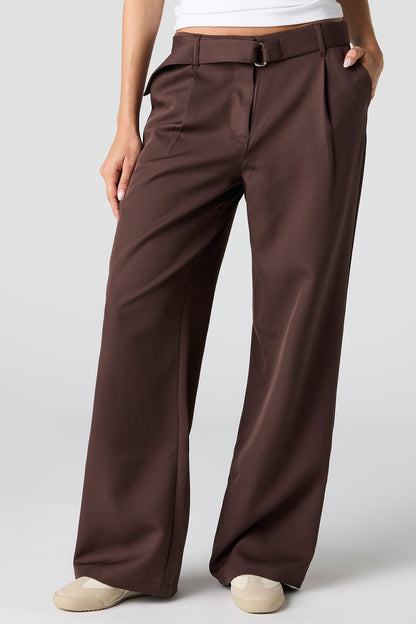 Belted Straight Leg Dress Pant
