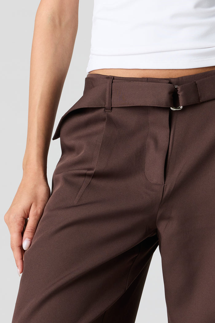 Belted Straight Leg Dress Pant