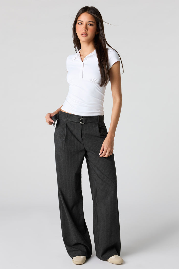 Belted Straight Leg Dress Pant
