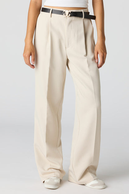 Belted Wide Leg Dress Pant