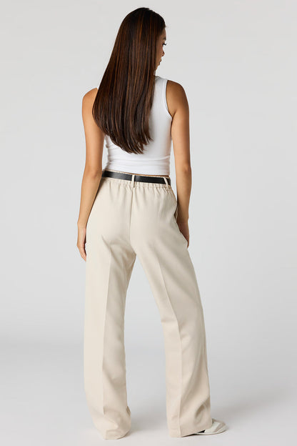 Belted Wide Leg Dress Pant