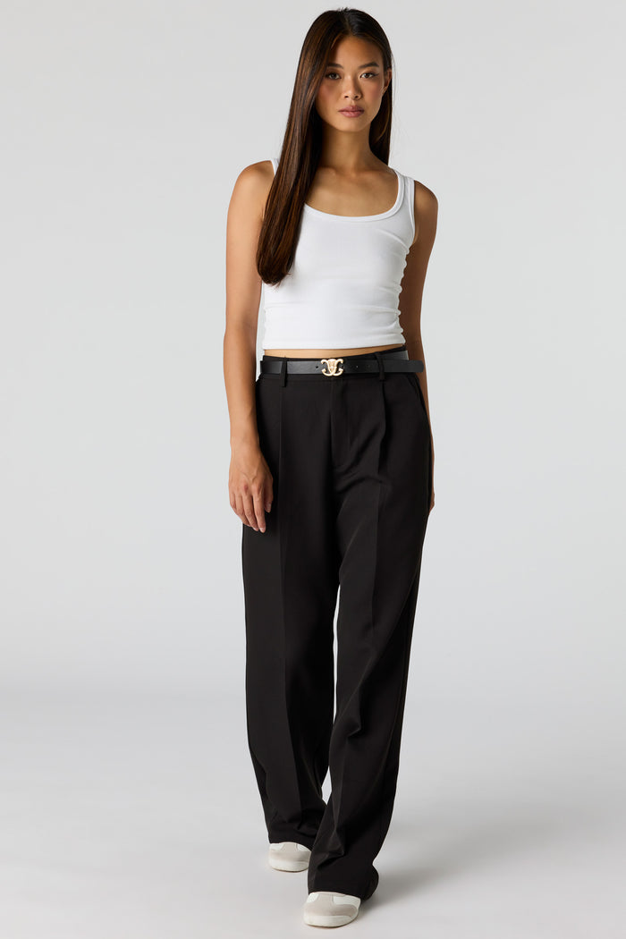 Belted Wide Leg Dress Pant
