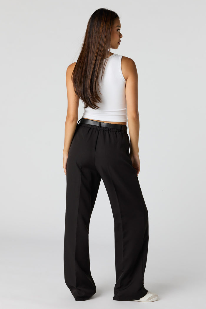 Belted Wide Leg Dress Pant