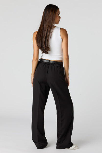 Belted Wide Leg Dress Pant