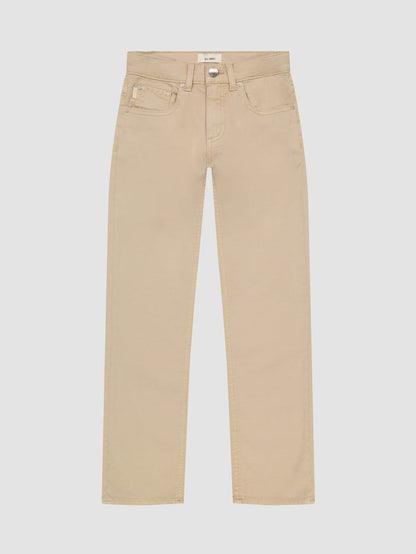 DL1961 boys' Benji Straight pants in khaki twill 'Almond', flat front view.