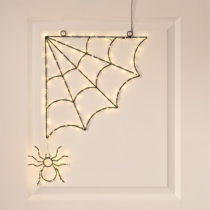 Black Spider Web LED Outdoor Halloween Window Light