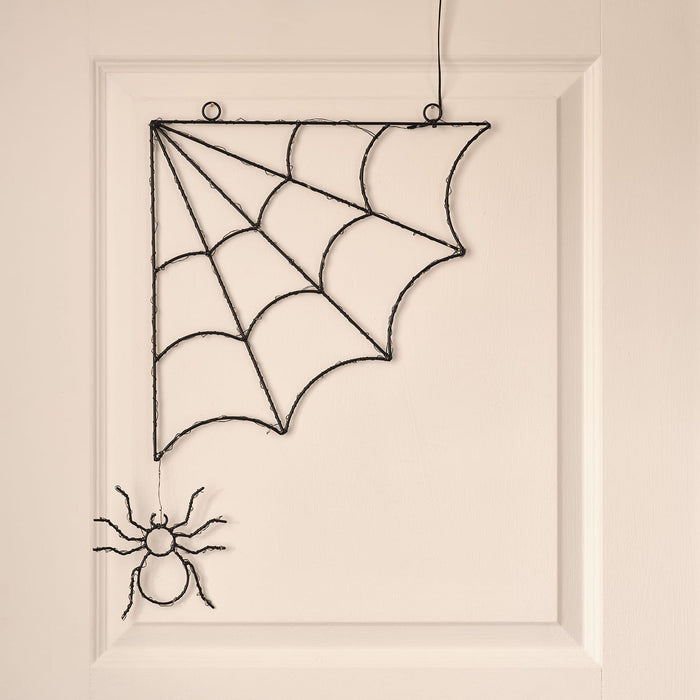 Black Spider Web LED Outdoor Halloween Window Light