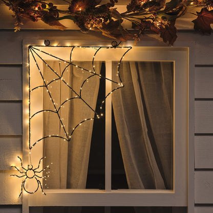Black Spider Web LED Outdoor Halloween Window Light