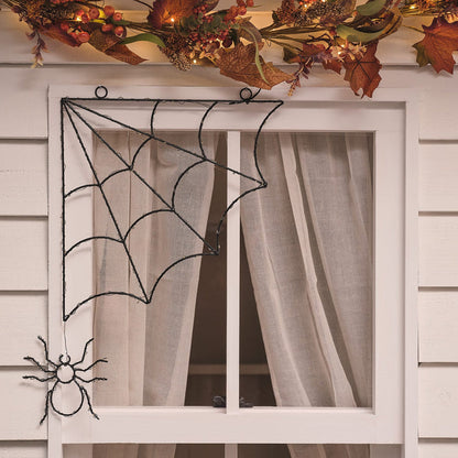 Black Spider Web LED Outdoor Halloween Window Light