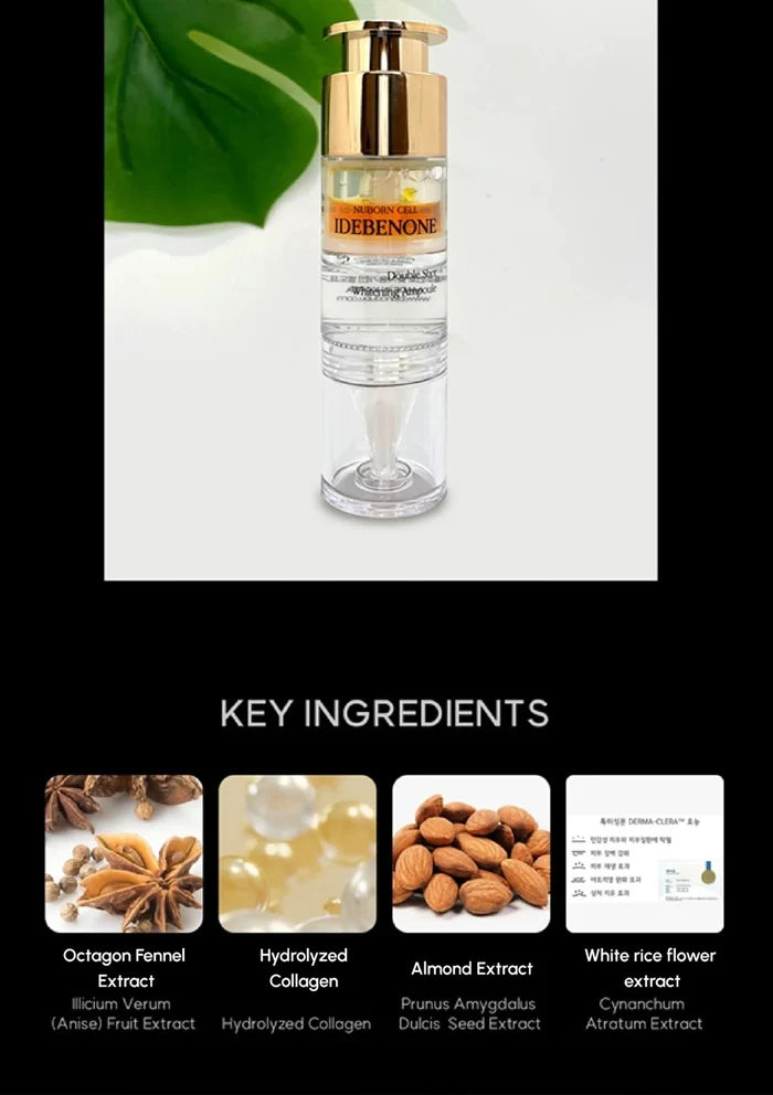 Skincare product with text on a yellow background