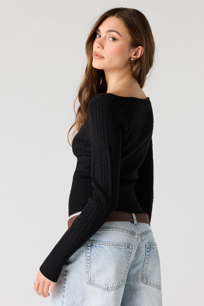Boatneck Cable Knit Sweater