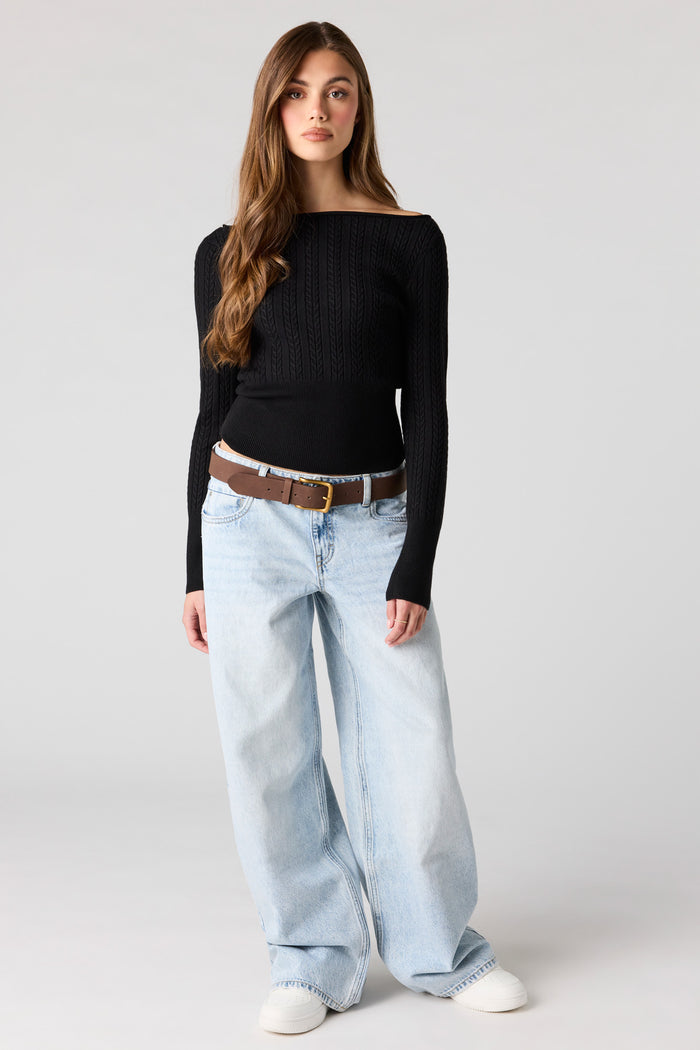Boatneck Cable Knit Sweater