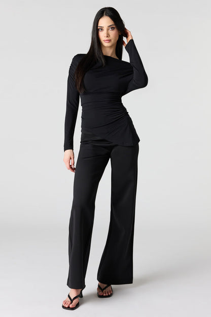 Boatneck Ruched Asymmetrical Top