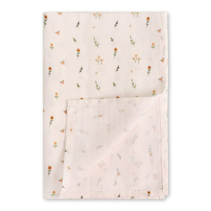 Boho Floral Baby Swaddle Blanket (Organic Muslin)