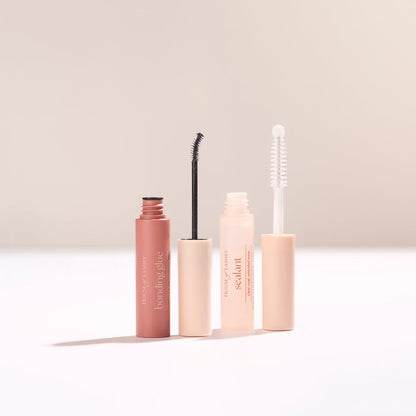 The Flirt lash set box with false eyelashes on a pale background