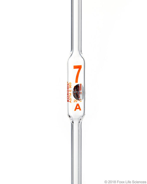 Borosil Volumetric Pipette Bulb Pipette Class A Accuracy ASTM Batch Certificate 7mL Borosilicate | img_1 | Foxx Life Sciences Global | shopfls.com