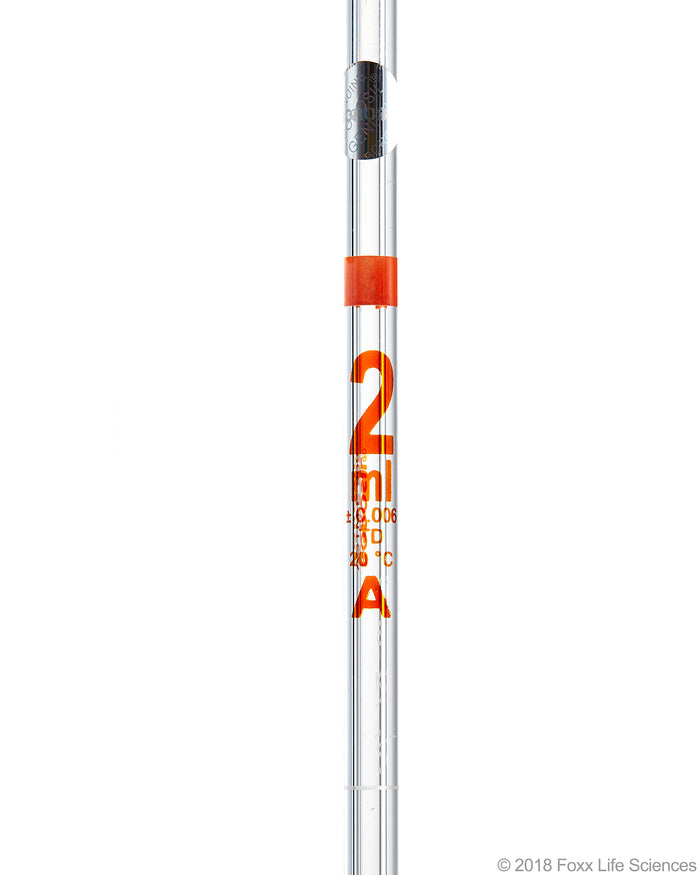 Borosil Volumetric Pipette Bulb Pipette Class A ASTM 2 mL Batch Borosilicate | img_1 | Foxx Life Sciences Global | shopfls.com