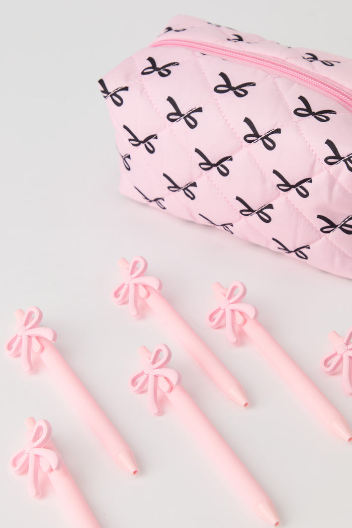 Bow Pen & Pencil Case Set