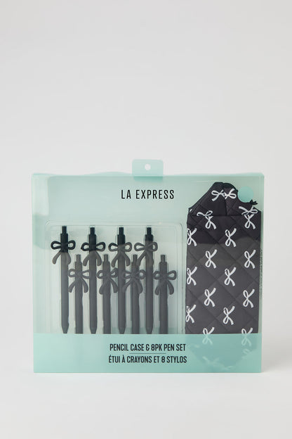 Bow Pen & Pencil Case Set