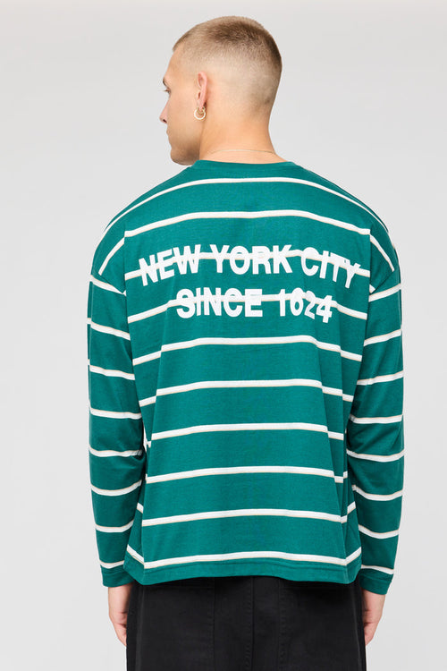 Boxy Striped Graphic Long Sleeve Top