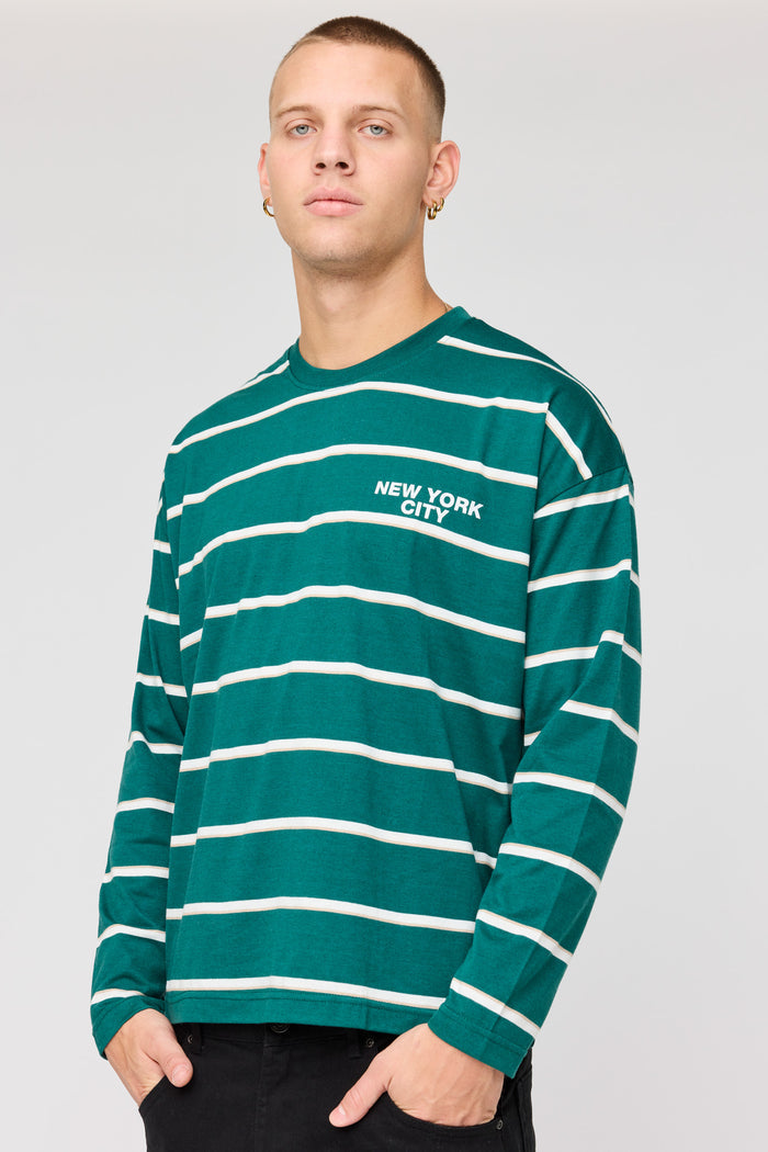 Boxy Striped Graphic Long Sleeve Top