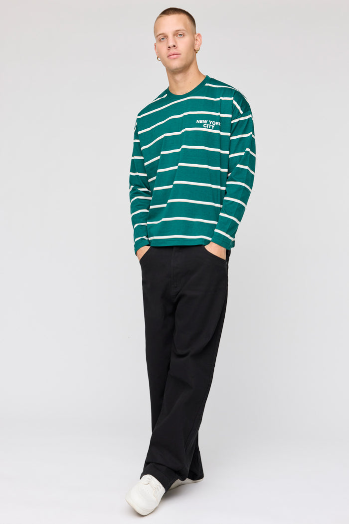 Boxy Striped Graphic Long Sleeve Top