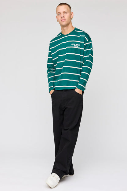 Boxy Striped Graphic Long Sleeve Top