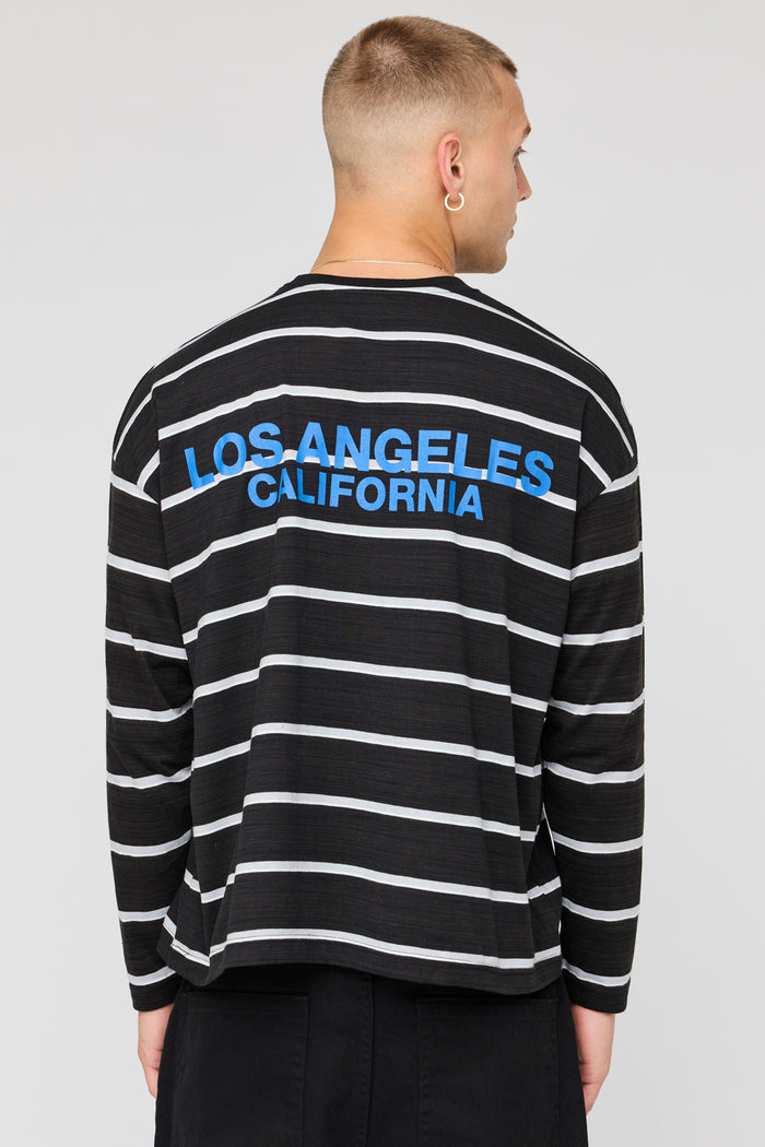 Boxy Striped Graphic Long Sleeve Top