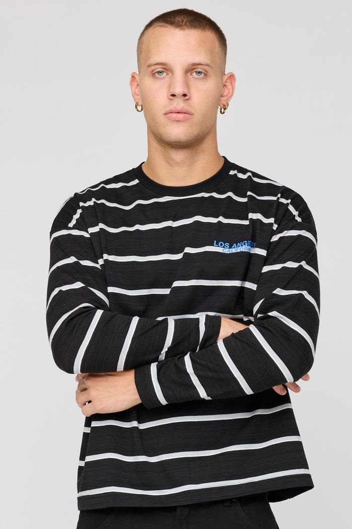 Boxy Striped Graphic Long Sleeve Top