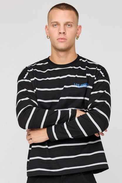 Boxy Striped Graphic Long Sleeve Top