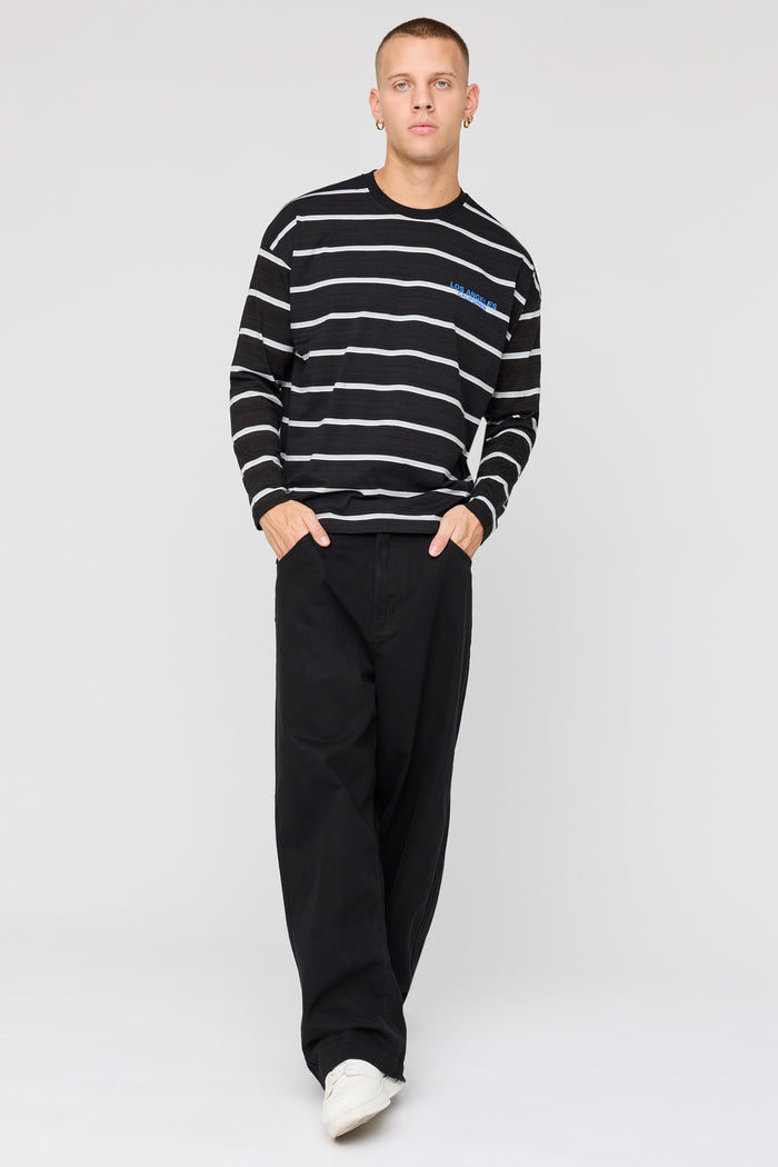 Boxy Striped Graphic Long Sleeve Top