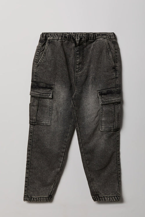 Boys Denim Cargo Jogger