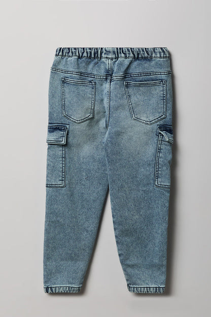 Boys Denim Cargo Jogger