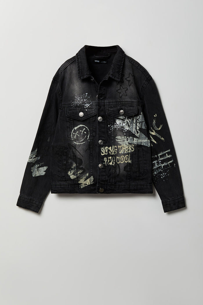 Boys Graffiti Graphic Denim Jacket