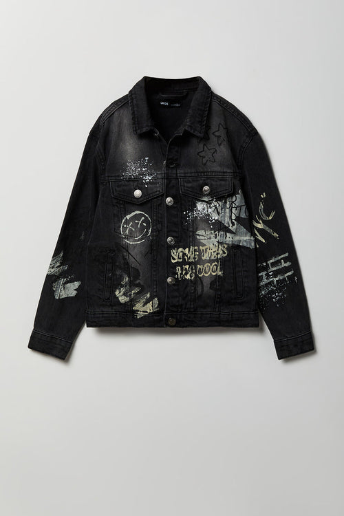 Boys Graffiti Graphic Denim Jacket