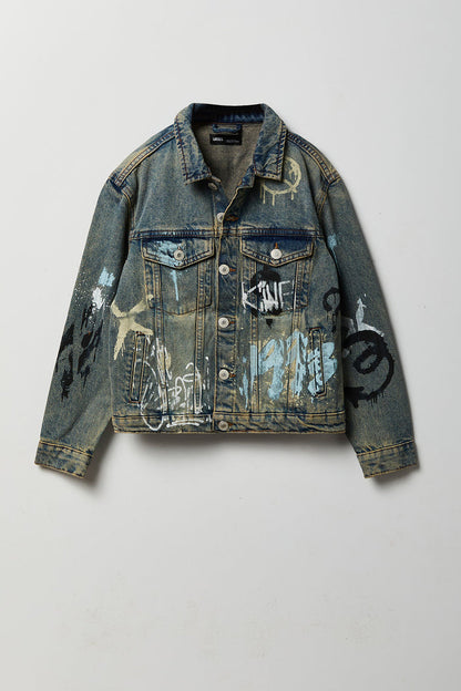 Boys Graffiti Graphic Denim Jacket