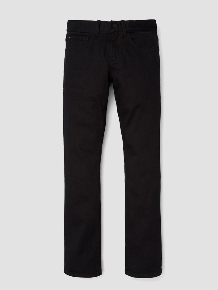 DL1961 boys' Brady Slim jeans in black 'Clay', flat front view.