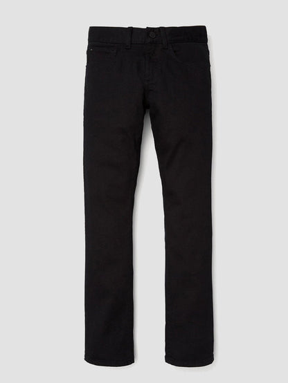 DL1961 boys' Brady Slim jeans in black 'Clay', flat front view.