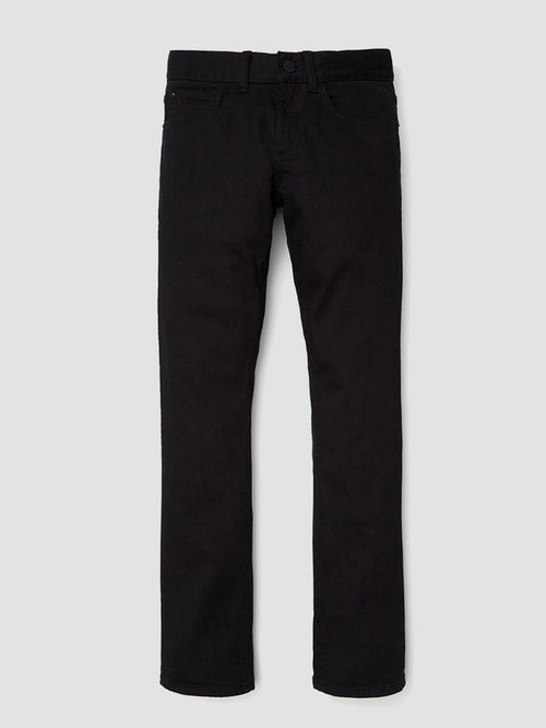 DL1961 boys' Brady Slim jeans in black 'Clay', flat front view.