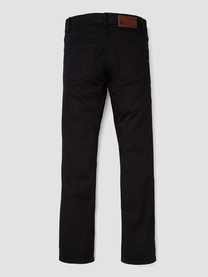 DL1961 boys' Brady Slim jeans in black 'Clay', flat back view.