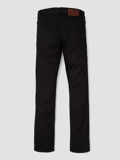 DL1961 boys' Brady Slim jeans in black 'Clay', flat back view.