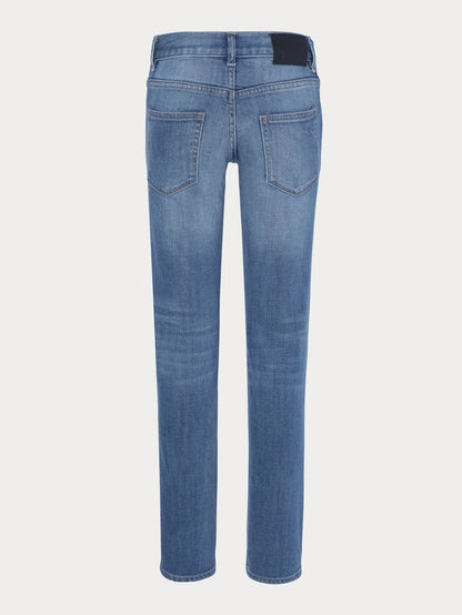 DL1961 boys' Brady Slim jeans in medium blue wash 'Fresh', flat back view.