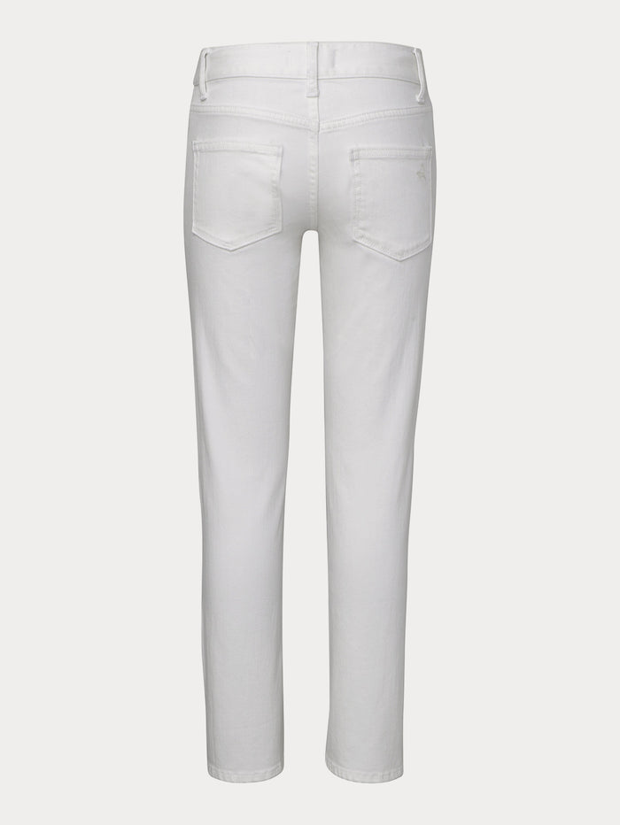 DL1961 boys' Brady Slim jeans in white 'Medallion', flat back view.