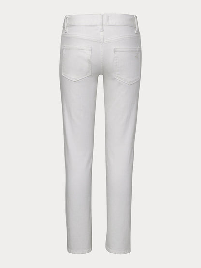 DL1961 boys' Brady Slim jeans in white 'Medallion', flat back view.