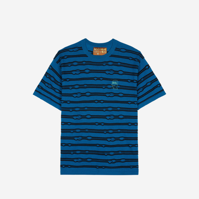 BRAIN DEAD PUCKERED STRIPED TEAL TEE