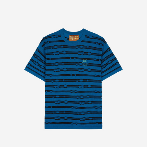 BRAIN DEAD PUCKERED STRIPED TEAL TEE