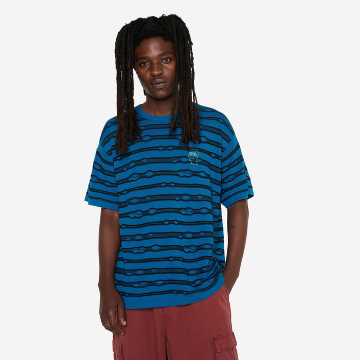 BRAIN DEAD PUCKERED STRIPED TEAL TEE